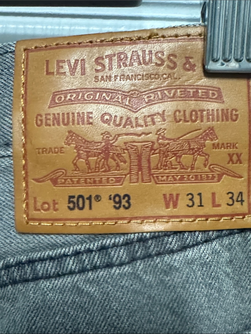 Levi's 501 ‘93 Premium Big E Men's Washed Gray Slim Straight Jeans Size W31X34 - Picture 9 of 14